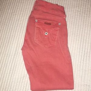 Hudson Cropped Coral Jeans